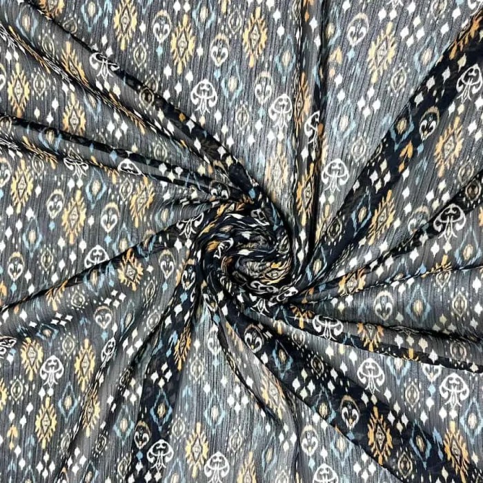 Tissu voile de polyester à rayure pendentif noir multi-couleur