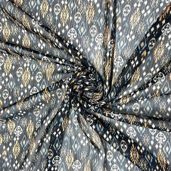 Tissu voile de polyester à rayure pendentif noir multi-couleur Tissu voile de polyester à rayure pendentif noir multi-couleur