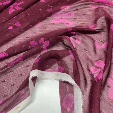 Tissu voile de polyester à pétale de fleur rose