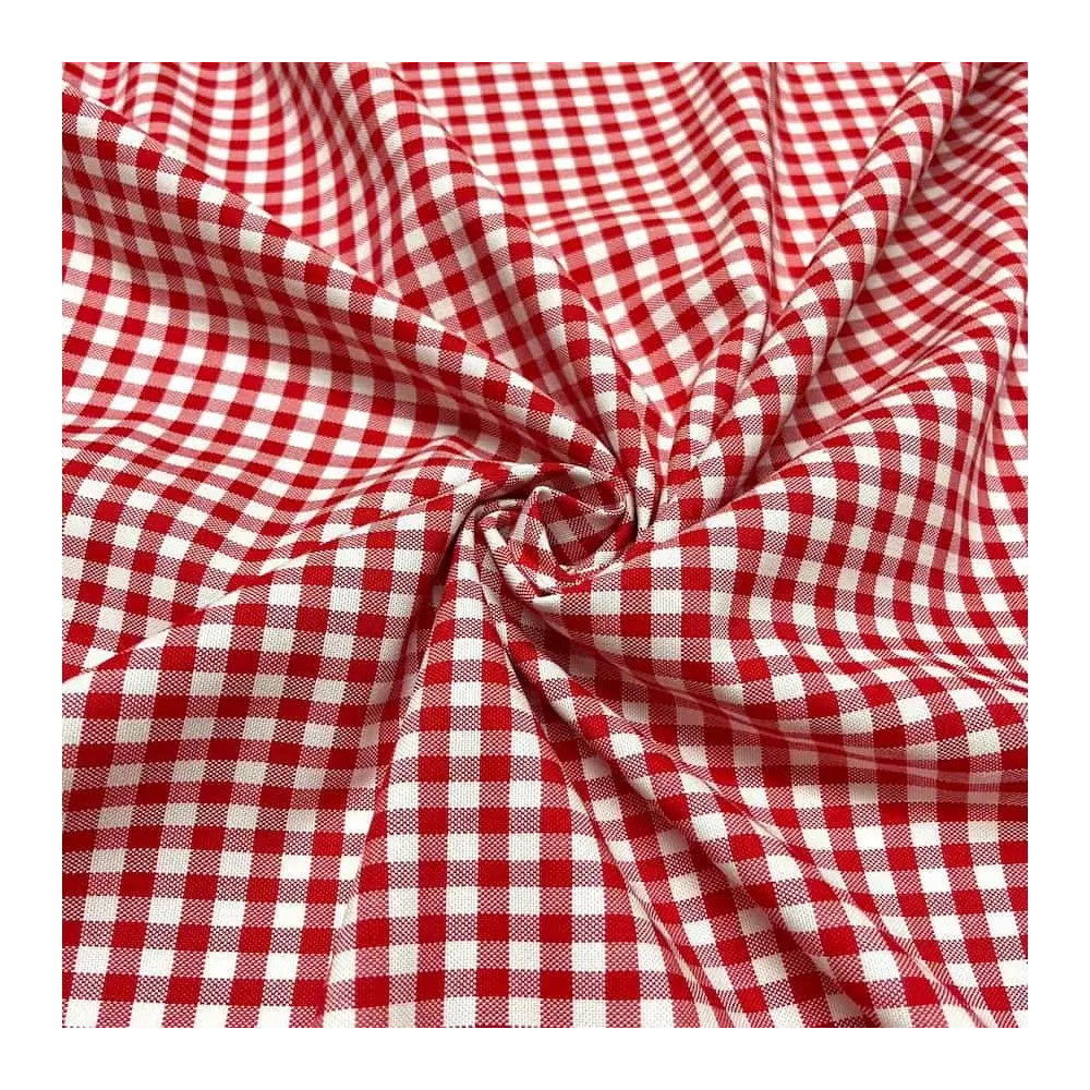 Tissu coton vichy rouge et blanc - Haute couture