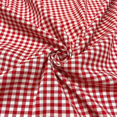 Tissu coton vichy rouge et blanc - Haute couture
