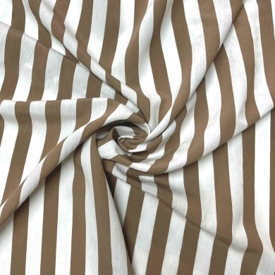 Tissu viscose rayure marron - Haute couture Tissu viscose rayure marron - Haute couture