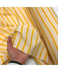 Tissu jersey coton rayure crème jaune Tissu jersey coton rayure crème jaune