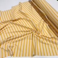 Tissu jersey coton rayure crème jaune Tissu jersey coton rayure crème jaune