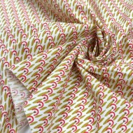 Tissu Coton imprimé Pamea géométrique olive corail