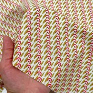 Tissu Coton imprimé Pamea géométrique olive corail