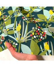 Tissu Coton imprimé edbono oiseaux et palmiers vert