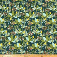 Tissu Coton imprimé edbono oiseaux et palmiers vert