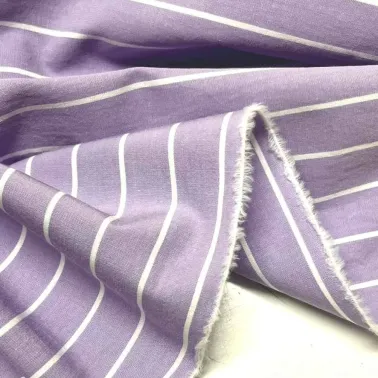 Tissu coton rayure violet - Haute couture