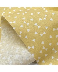 Tissu Coton imprimé Yozid petits triangles blancs sur jaune