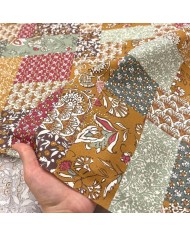 Tissu Coton imprimé Patchwork Bohème rouille amarante floral Tissu Coton imprimé Patchwork Bohème rouille amarante floral