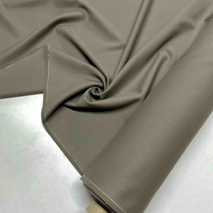 Tissu laine élasthanne taupe - Haute couture