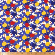 Tissu Coton imprimé Nashi Fruits en fête sur bleu vif