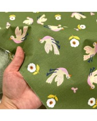 Tissu Coton imprimé Suggy oiseaux fleurs ortie