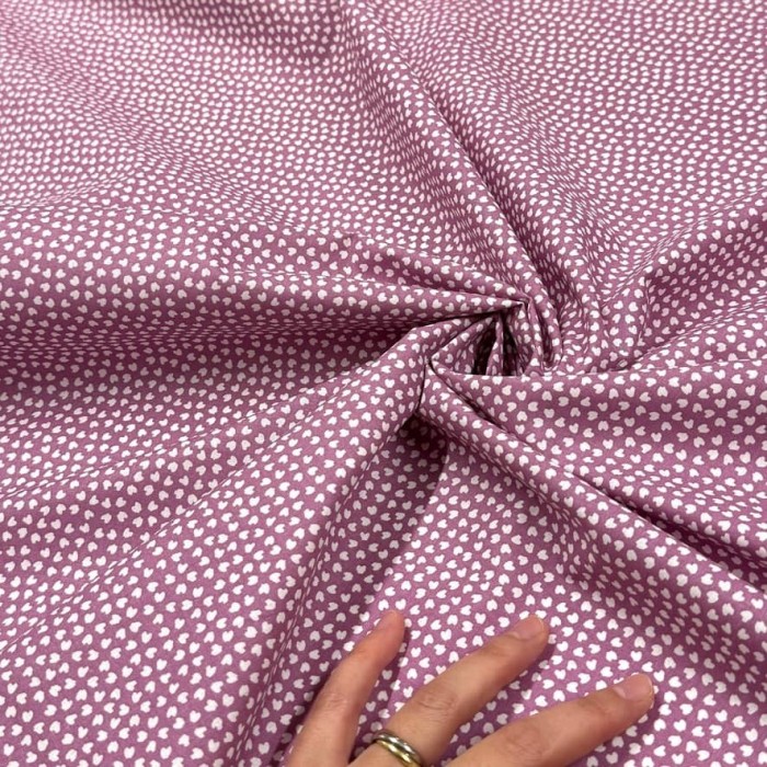 Tissu Coton imprimé Lipelpo petits pois blanc sur violine