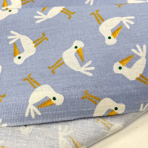 Tissu Coton imprimé Pioui oiseaux azur curcuma Tissu Coton imprimé Pioui oiseaux azur curcuma