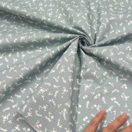 Tissu Coton imprimé Becky fleurs blanches sur vert sauge Tissu Coton imprimé Becky fleurs blanches sur vert sauge