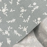 Tissu Coton imprimé Becky fleurs blanches sur vert sauge Tissu Coton imprimé Becky fleurs blanches sur vert sauge