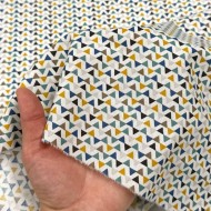 Tissu Coton imprimé Triga triangles rétro multicolores Tissu Coton imprimé Triga triangles rétro multicolores