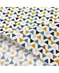 Tissu Coton imprimé Triga triangles rétro multicolores Tissu Coton imprimé Triga triangles rétro multicolores
