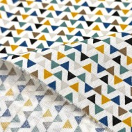 Tissu Coton imprimé Triga triangles rétro multicolores Tissu Coton imprimé Triga triangles rétro multicolores