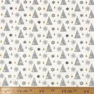 Tissu Noël Coton imprimé Adel Sapin de Noël gris et or Tissu Noël Coton imprimé Adel Sapin de Noël gris et or