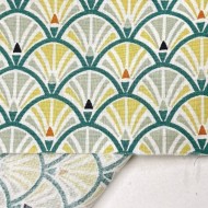 Tissu Coton imprimé Jacinthe éventail sauge émeraude Tissu Coton imprimé Jacinthe éventail sauge émeraude