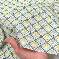 Tissu Coton imprimé Jacinthe éventail sauge émeraude Tissu Coton imprimé Jacinthe éventail sauge émeraude