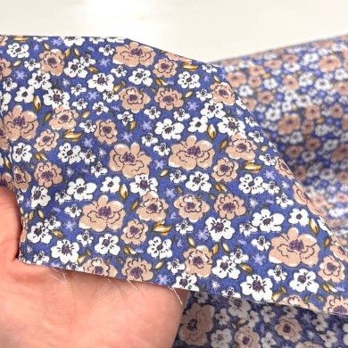 Tissu Coton imprimé Kalmi petites fleurs style liberty violet