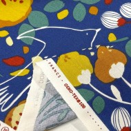 Tissu Coton imprimé Kibird oiseaux fleurs fantaisies bleu roi Tissu Coton imprimé Kibird oiseaux fleurs fantaisies bleu roi