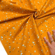 Tissu Coton imprimé Nozbi pollen de fleur caramel menthe Tissu Coton imprimé Nozbi pollen de fleur caramel menthe