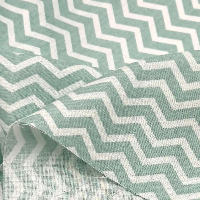 Tissu Coton imprimé Zigzag Nordique Vert d’Eau Tissu Coton imprimé Zigzag Nordique Vert d’Eau