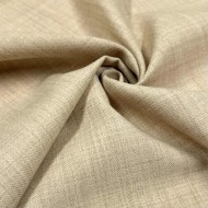 Tissu pure laine uni écru sable - Haute couture