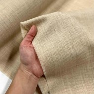 Tissu pure laine uni écru sable - Haute couture