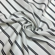 Tissu popeline de coton rayures blanc noir - Haute couture