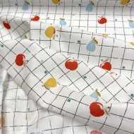 Tissu Coton imprimé fruits sur carreaux