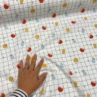 Tissu Coton imprimé fruits sur carreaux