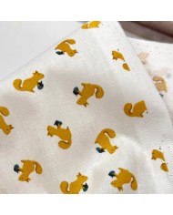 Tissu Coton imprimé Ticky Écureuil jaune