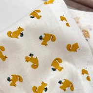 Tissu Coton imprimé Ticky Écureuil jaune