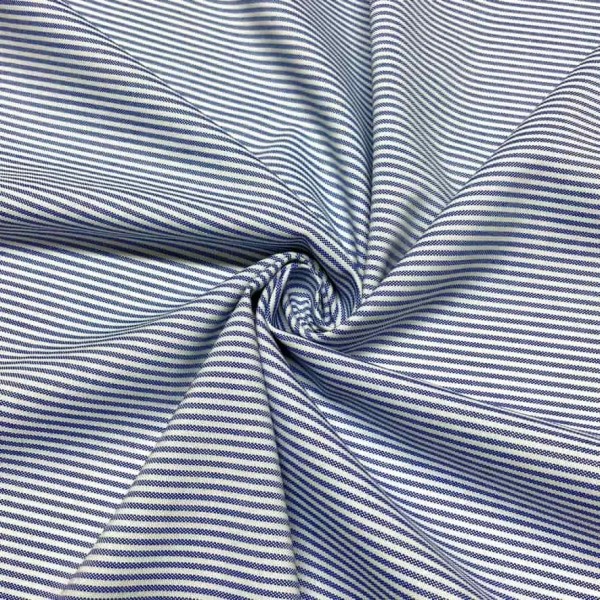Tissu coton chambray rayures bleu - Haute couture Tissu coton chambray rayures bleu - Haute couture