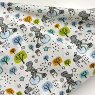 Tissu Coton imprimé Dany souris à vélo multi-couleur