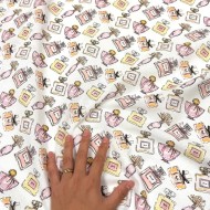 Tissu Coton imprimé Parfum rose et citron