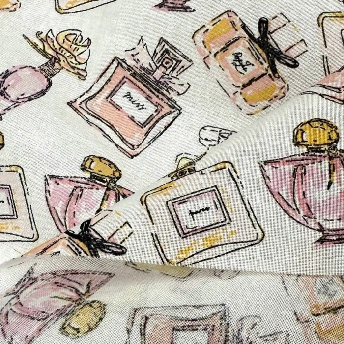 Tissu Coton imprimé Parfum rose et citron