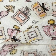 Tissu Coton imprimé Parfum rose et citron