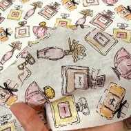 Tissu Coton imprimé Parfum rose et citron