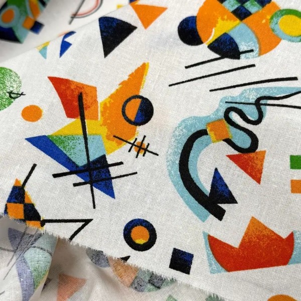 Tissu Coton imprimé Retro géométrique Kandinsky multi-couleur Tissu Coton imprimé Retro géométrique Kandinsky multi-couleur