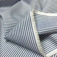 Tissu coton chambray rayures bleu - Haute couture Tissu coton chambray rayures bleu - Haute couture
