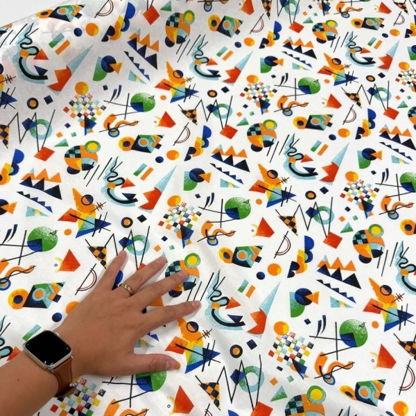 Tissu Coton imprimé Retro géométrique Kandinsky multi-couleur Tissu Coton imprimé Retro géométrique Kandinsky multi-couleur