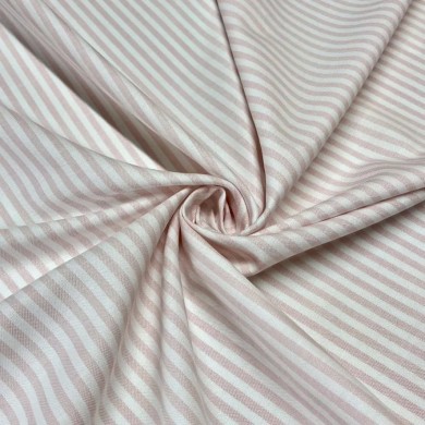 Tissu coton chambray rayures rose - Haute couture Tissu coton chambray rayures rose - Haute couture