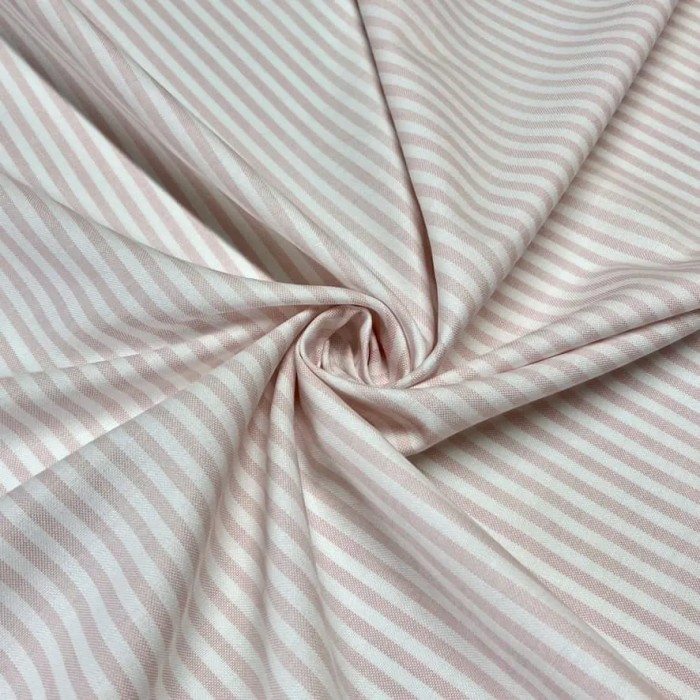 Tissu coton chambray rayures rose - Haute couture Tissu coton chambray rayures rose - Haute couture